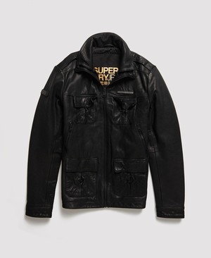 Superdry Icon Brad Leather Férfi Kabát Fekete | CBMAJ2364